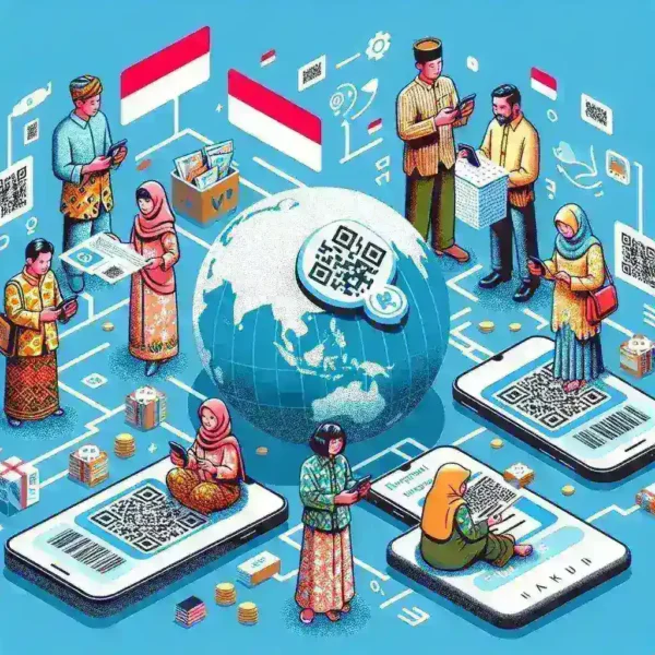 "Grafik menunjukkan peningkatan 60% penggunaan QRIS di Indonesia pada semester II 2025, mencerminkan tren digitalisasi dan pembayaran nontunai yang semakin populer di kalangan masyarakat."
